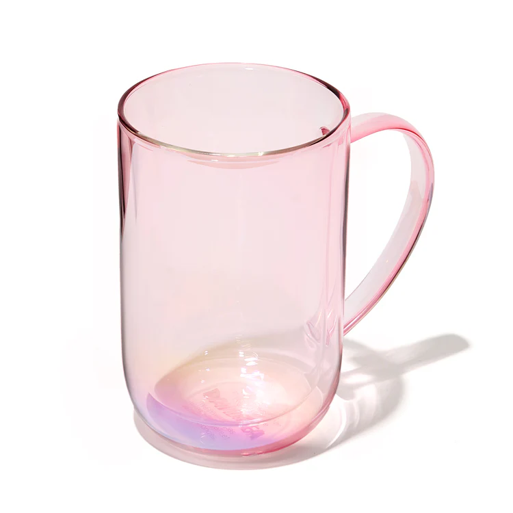 Iridescent Pink Double Walled Glass Nordic Mug - Image 3