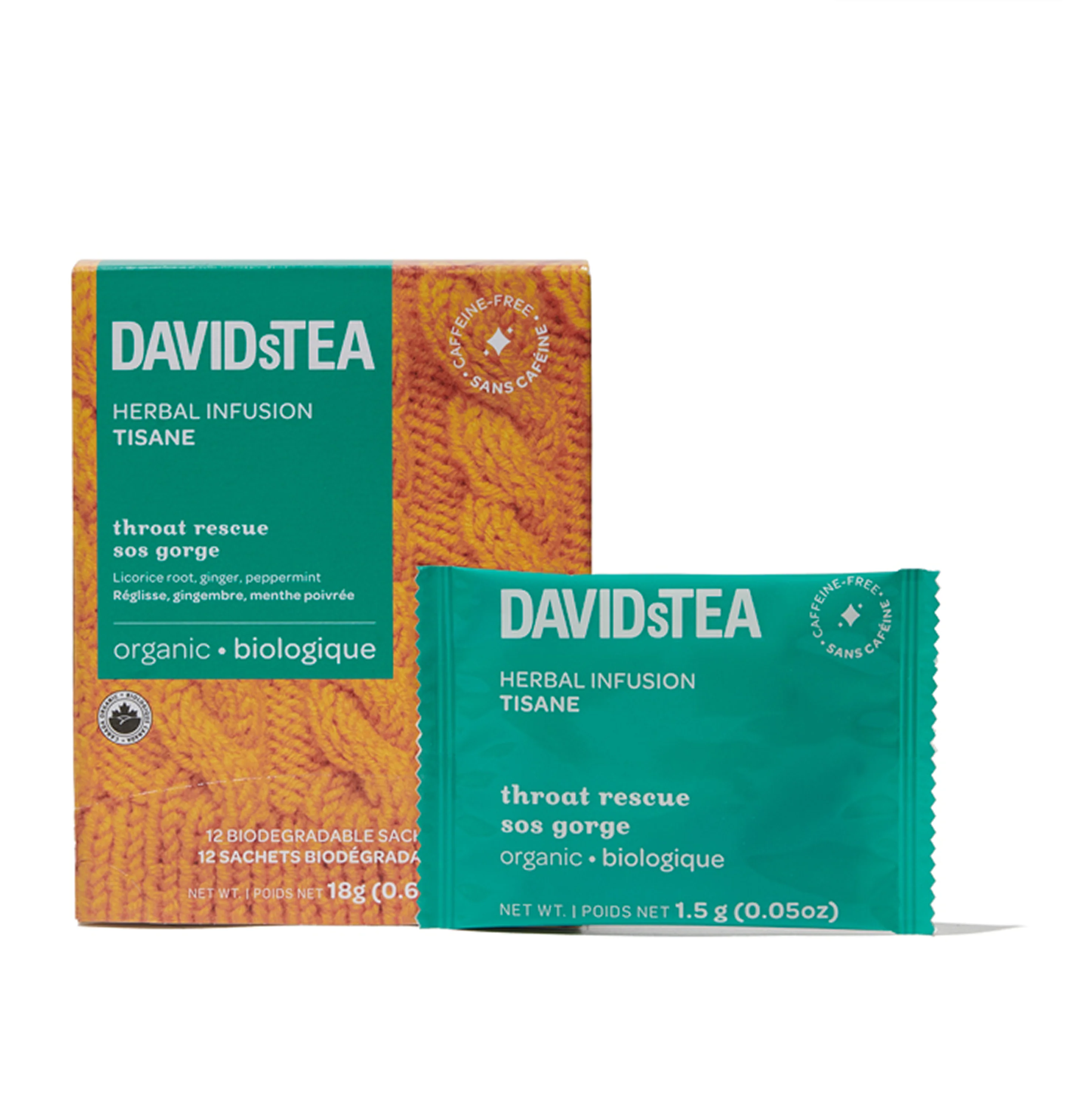 Organic Throat Rescue Tea Pack of 12 Sachets